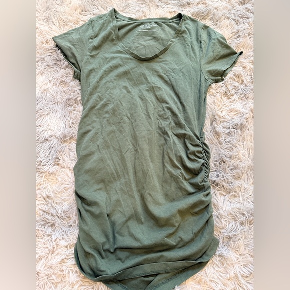 A Pea in the Pod Tops - A Pea in the Pod Olive Ruched Maternity Short Sleeve Top